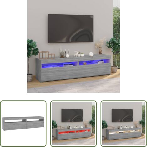 Muebles de TV modernos -  Mueble de TV con luces LED 2 uds gris Sonoma 75x35x40 cm