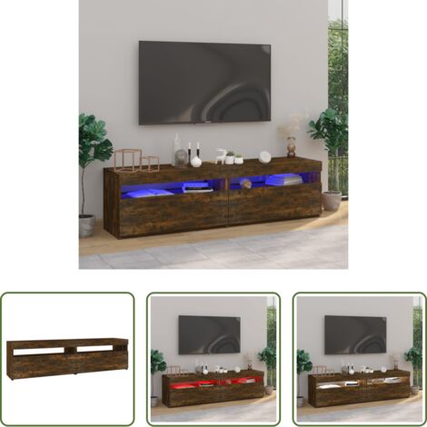 Muebles de TV modernos -  Mueble de TV con luces LED 2 uds roble ahumado 75x35x40 cm