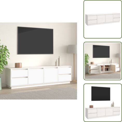 Muebles de TV modernos - vidaXL Mueble de TV madera maciza de pino blanco 176x37x47,5 cm - Muebles de TV con almacenamiento