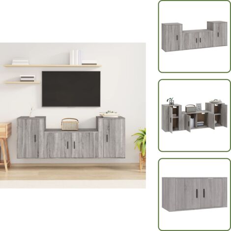 Muebles de TV modernos - vidaXL Set de muebles para TV 3 pzas madera contrachapada gris Sonoma - Muebles de TV con almacenamiento