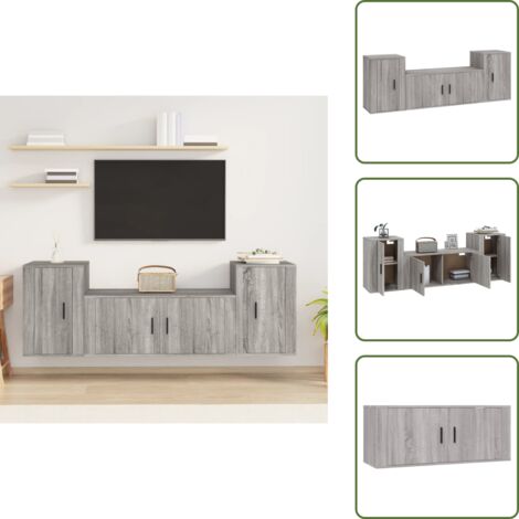 Muebles de TV modernos - vidaXL Set de muebles para TV 3 pzas madera contrachapada gris Sonoma - Muebles para pared