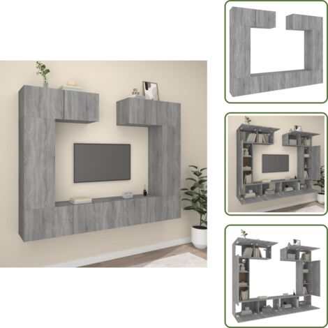 Muebles de TV modernos - vidaXL Set de muebles para TV 6 pzas madera contrachapada gris Sonoma - Almacenamiento para TV