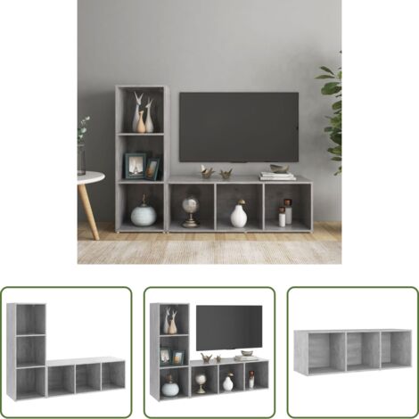 Muebles de TV -  Muebles de salón 2 piezas madera ingeniería gris hormigón