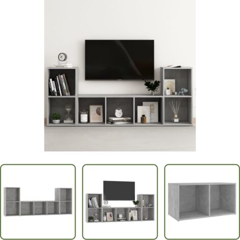 Muebles de TV -  Muebles de salón 3 piezas madera de ingeniería gris hormigón