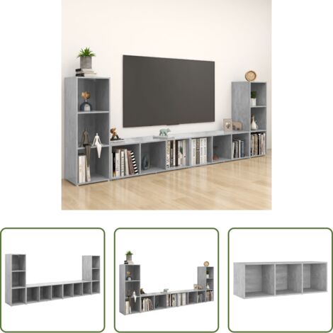Muebles de TV -  Muebles de salón 4 piezas madera ingeniería gris hormigón
