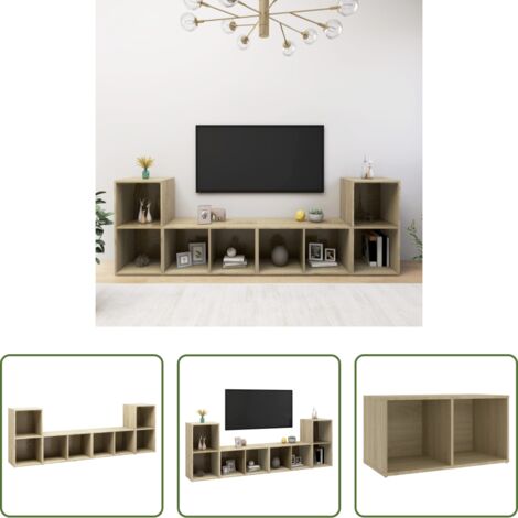 Muebles de TV -  Muebles de salón 4 pzas madera ingeniería roble Sonoma