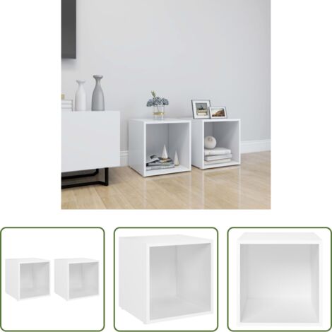 Muebles de TV -  Muebles para TV 2 uds madera contrachapada blanco 37x35x37 cm