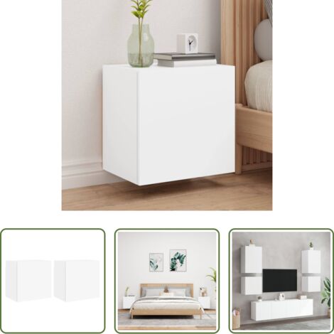 Muebles de TV -  Muebles TV de pared 2 uds madera ingeniería blanco 40,5x30x40cm