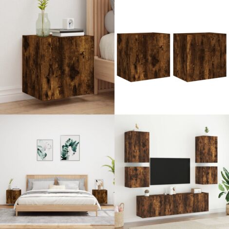 Muebles de TV pared 2 uds madera roble ahumado 40,5x30x40 cm - Muebles de TV - Muebles de madera