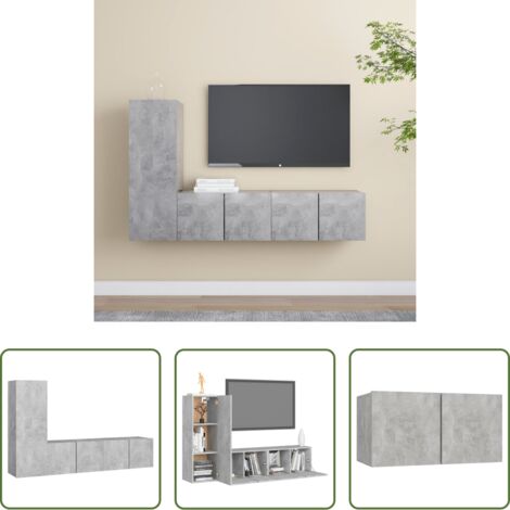 Muebles de TV -  Set muebles de salón TV 3 pzas madera ingeniería gris hormigón