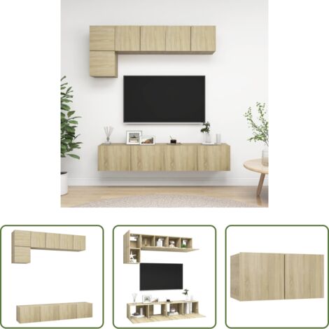 Muebles de TV -  Set muebles de salón TV 5 pzas madera ingeniería roble Sonoma