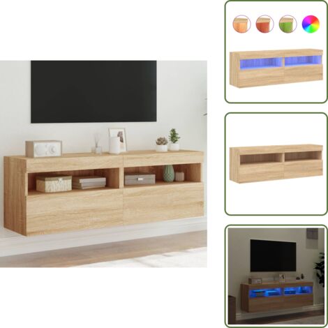 Muebles de TV - vidaXL Muebles de TV de pared luces LED 2 uds roble Sonoma 60x30x40 cm - Almacenamiento en pared