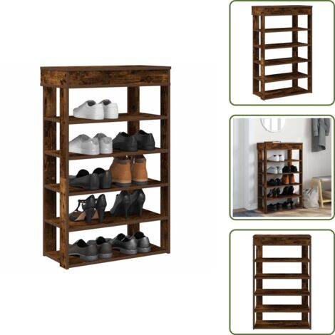 Muebles de vestíbulo - vidaXL Mueble zapatero madera de ingeniería roble ahumado 60x30x98 cm - Muebles de pasillo