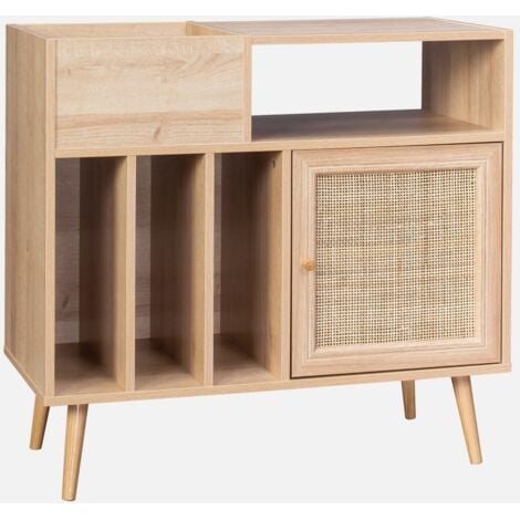 SWEEEK Muebles de vinilo con decoración de caña y madera
