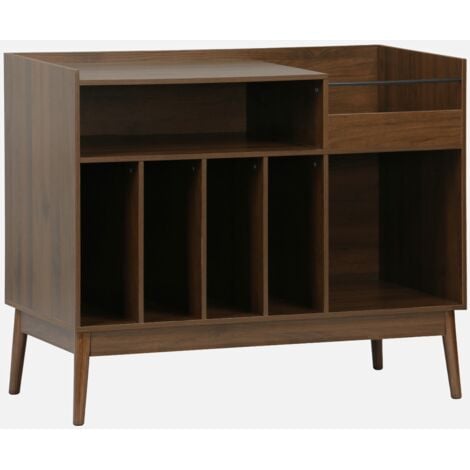 SWEEEK Muebles de vinilo vintage con decoración de madera oscura, 100cm