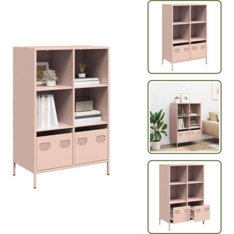 Muebles decorativos - vidaXL Aparador acero rosa 68x39x103,5 cm - Estante de exhibición