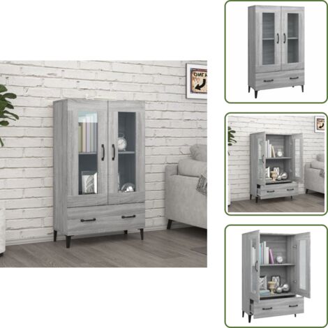 Muebles decorativos - vidaXL Aparador alto de madera contrachapada gris Sonoma 70x31x115 cm - Aparador gris Sonoma