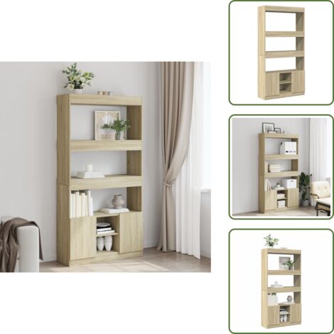 Muebles decorativos - vidaXL Aparador alto madera de ingeniería roble Sonoma 92x33x180 cm - Armario para libros
