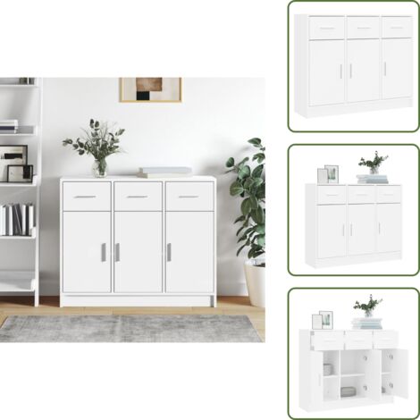 Muebles decorativos - vidaXL Aparador blanco 91x28x75 cm madera de ingeniería -