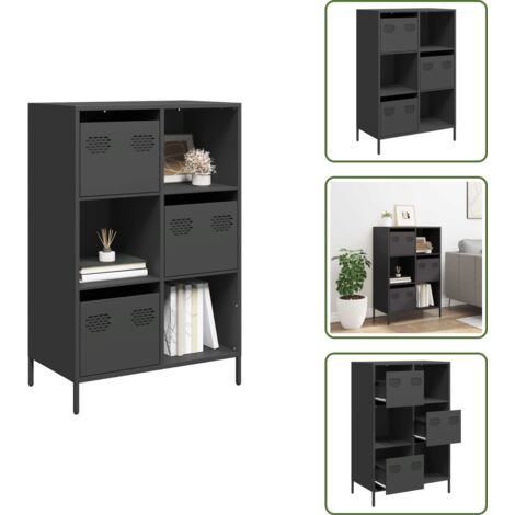 Muebles decorativos - vidaXL Aparador de acero negro 68x39x103,5 cm - Armario con cajón