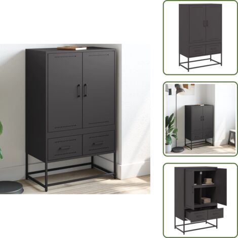 Muebles decorativos - vidaXL Aparador de acero negro 68x39x111,5 cm - Armario negro