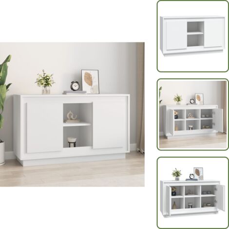 Muebles decorativos - vidaXL Aparador de madera contrachapada blanco 102x35x60 cm - Muebles de almacenamiento