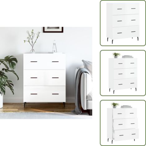 Muebles decorativos - vidaXL Aparador de madera contrachapada blanco brillante 69,5x34x90 cm - Aparador blanco brillante
