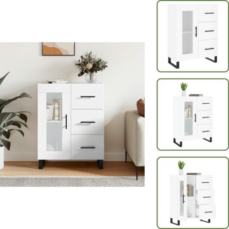 Muebles decorativos - vidaXL Aparador de madera contrachapada blanco brillante 69,5x34x90 cm - Cajones