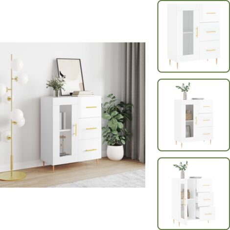 Muebles decorativos - vidaXL Aparador de madera contrachapada blanco brillante 69,5x34x90 cm - Cajones