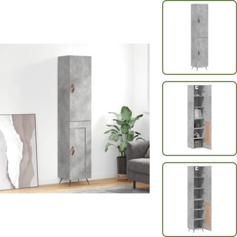 Muebles decorativos - vidaXL Aparador de madera contrachapada gris hormigón 34,5x34x180 cm - Aparador gris hormigón