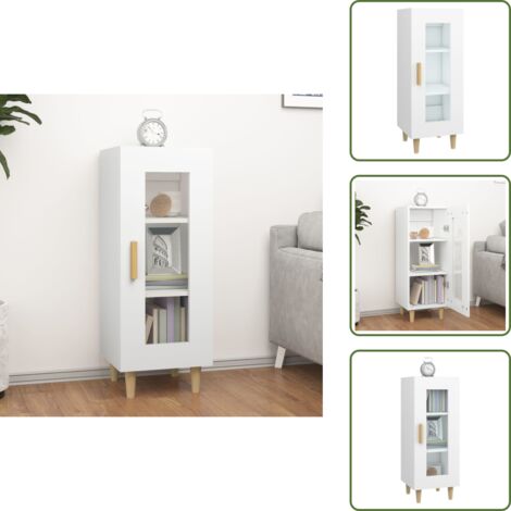 Muebles decorativos - vidaXL Aparador madera de ingeniería blanco 34,5x34x90 cm - Aparador con cristal