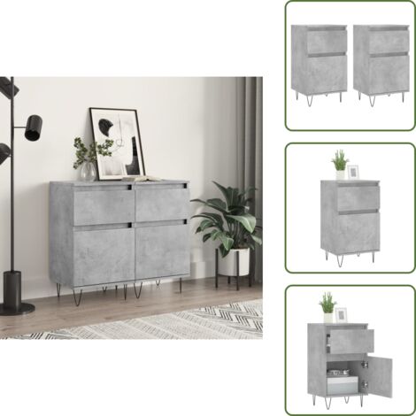 Muebles decorativos - vidaXL Aparadores 2 uds madera de ingeniería gris hormigón 40x35x70 cm - Aparadores de madera