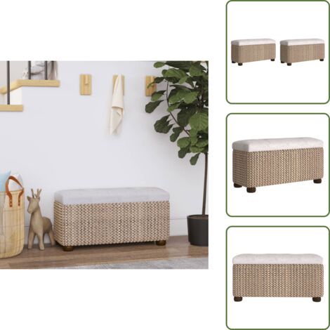 Muebles decorativos - vidaXL Bancos con almacenaje con cojín 2 uds enea gris 69 cm - Banco de recibidor