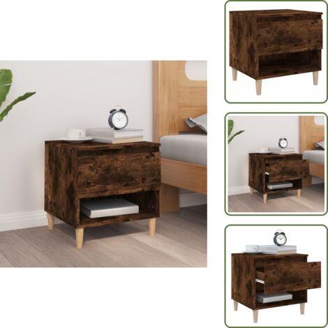 Muebles decorativos - vidaXL Mesita de noche madera contrachapada roble ahumado 50x46x50 cm - Mesita auxiliar
