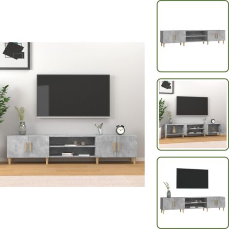 Muebles decorativos - vidaXL Mueble de TV madera contrachapada gris hormigón 180x31,5x40 cm - Muebles modernos