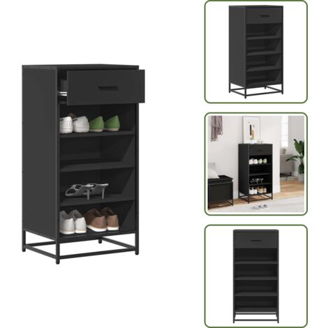 Muebles decorativos - vidaXL Mueble zapatero de madera de ingeniería negro 48x38x97,5 cm - Estante para zapatos