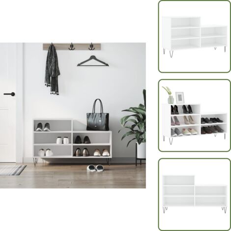 Muebles decorativos - vidaXL Mueble zapatero madera contrachapada blanco 102x36x60 cm - Armario para zapatos