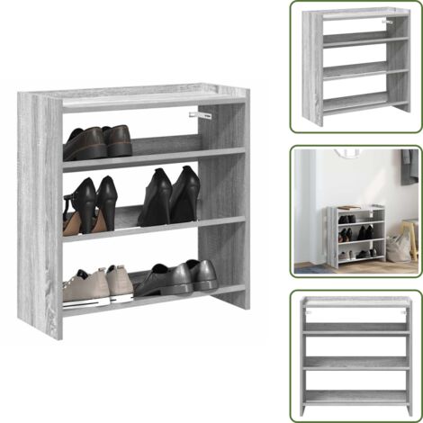 Muebles decorativos - vidaXL Mueble zapatero madera contrachapada gris sonoma 60x25x62 cm - Estantes para zapatos