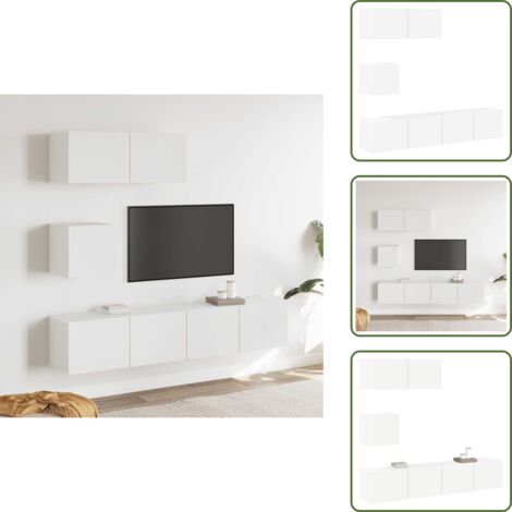 Muebles decorativos - vidaXL Set de muebles para TV 4 piezas madera contrachapada blanco - Almacenamiento para TV