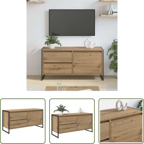Muebles industriales -  Gabinete de TV con cajón Roble Artesanal 100 x 36 x 49.5 cm