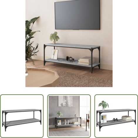 Muebles industriales -  Mueble para TV contrachapada y acero gris Sonoma 100x33x41 cm