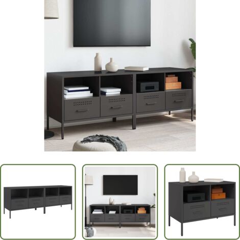 Muebles industriales -  Muebles para TV 2 unidades acero negro 68x39x50,5 cm