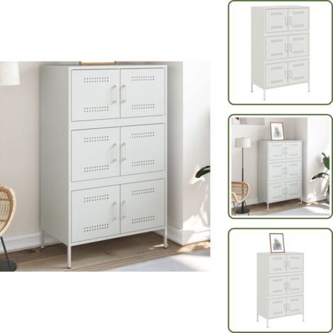 Muebles industriales - vidaXL Aparador de acero blanco 68x39x113 cm - Armario blanco