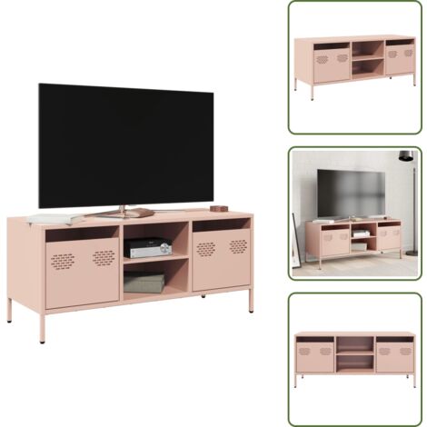 Muebles industriales - vidaXL Mueble para TV acero laminado en frío rosa 101,5x39x43,5 cm - Almacenamiento organizado