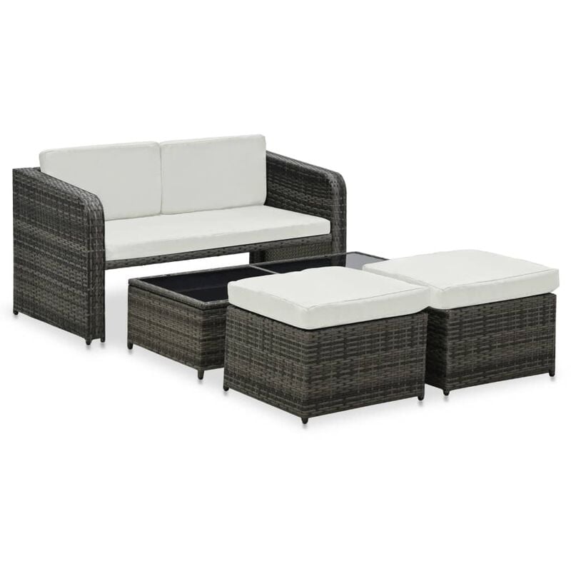

Muebles jardín 4 pzas y cojines ratán sintético gris antracita