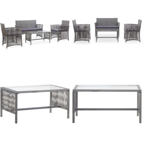 Muebles jardín 4 pzas y cojines ratán sintético gris antracita - Muebles al aire libre - Banco de jardín