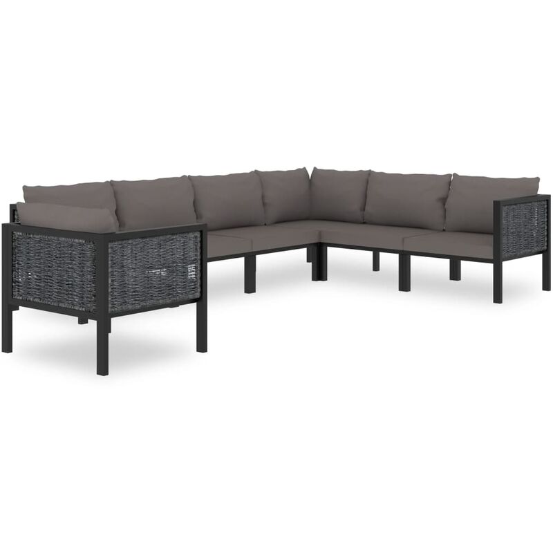 

Muebles jardín 7 pzas y cojines ratán sintético gris antracita