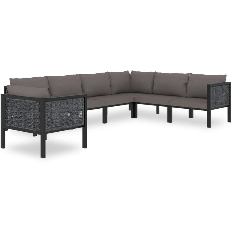 

Muebles jardín 7 pzas y cojines ratán sintético gris antracita - Antracita