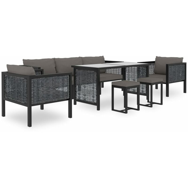 

Muebles jardín 8 pzas y cojines ratán sintético gris antracita - Antracita