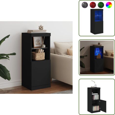 Muebles modernos - vidaXL Aparador con luces LED negro 41x37x100 cm - Aparador negro